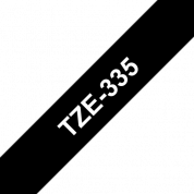 Кассета с лентой для печати наклеек белым на черном фоне, TZe335