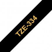 Кассета с лентой для печати наклеек золотистым на черном фоне, TZe334
