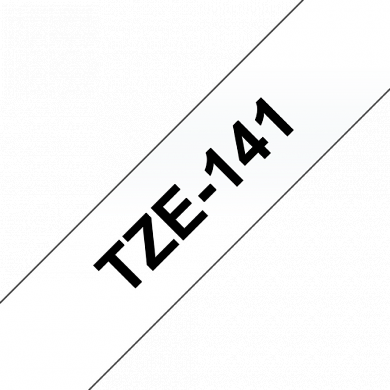 Кассета с лентой для печати наклеек черным на прозрачном, TZe141