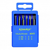 Комплект отверточных вставок (бит) PH1 / PH2 / PH3 / PZ1 / PZ2 / PZ3 х 73 мм (6 шт.) {klkKL331}